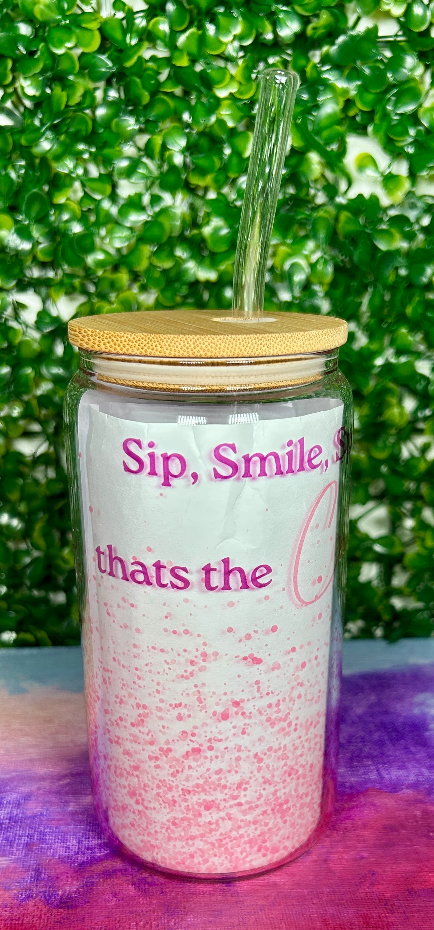 Glass Tumbler - Sip, Smile, Sparkle